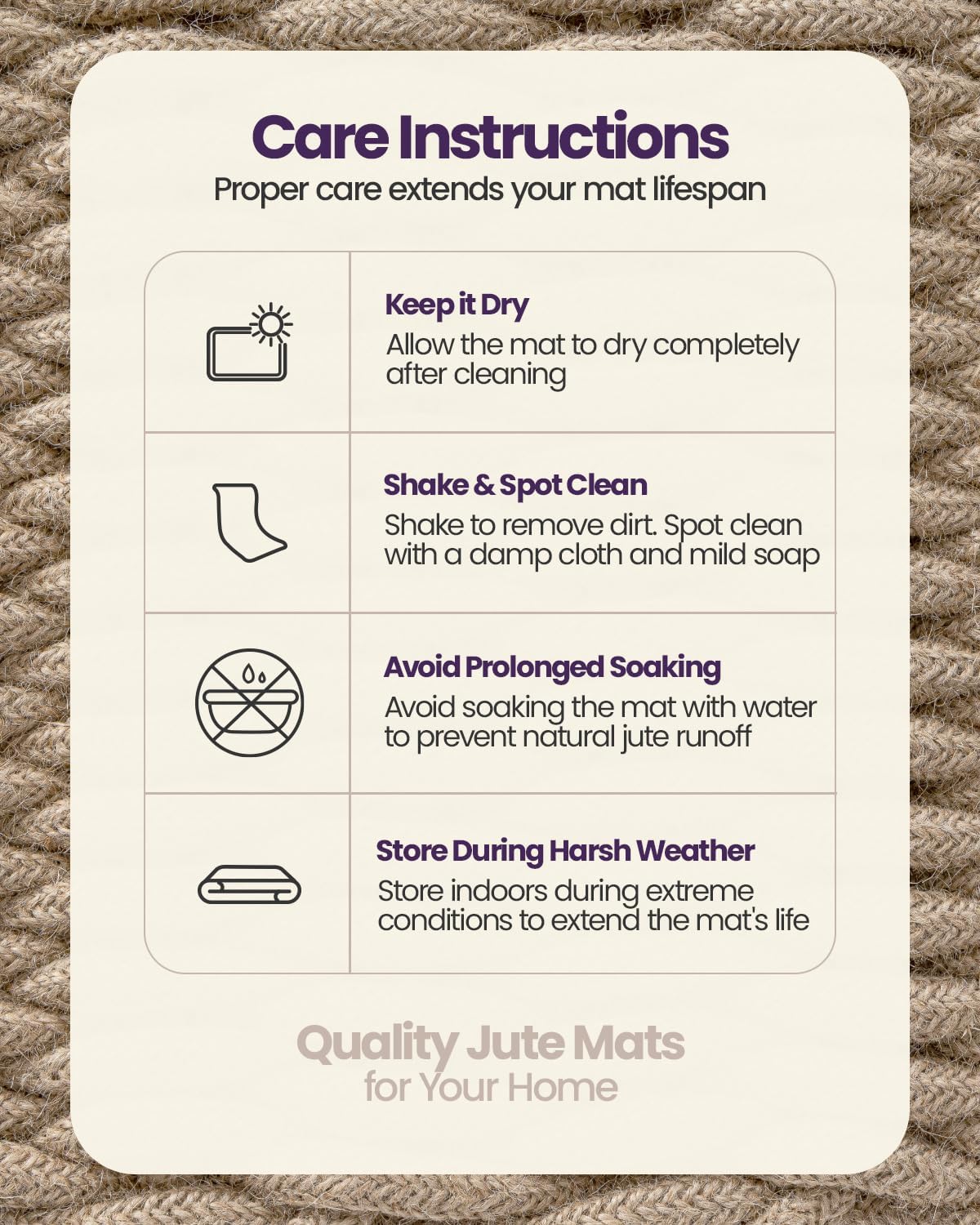 DEXI Jute Door Mat 24x36, Woven Mat for Covered Outside Entry, Light Taupe