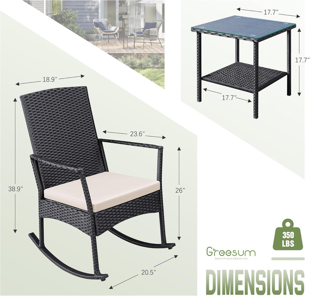 greesum 3 pieces patio furniture set outdoor wicker, package contents