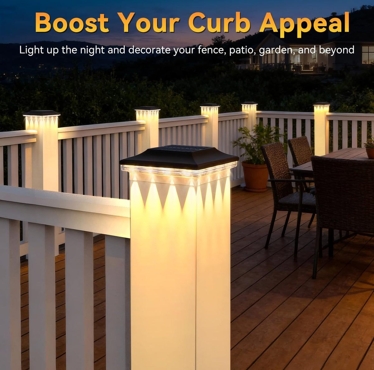 ZCXLIGHT Solar Post Cap Lights Outdoor 6 Pack, 4x4 Post Solar Lights Waterproof 16LED Spot Lens, 3 Modes Fence Post Solar Lights, 4x4 3.5x3.5 Vinyl Wooden Posts Solar Post Lights for Garden, Patio