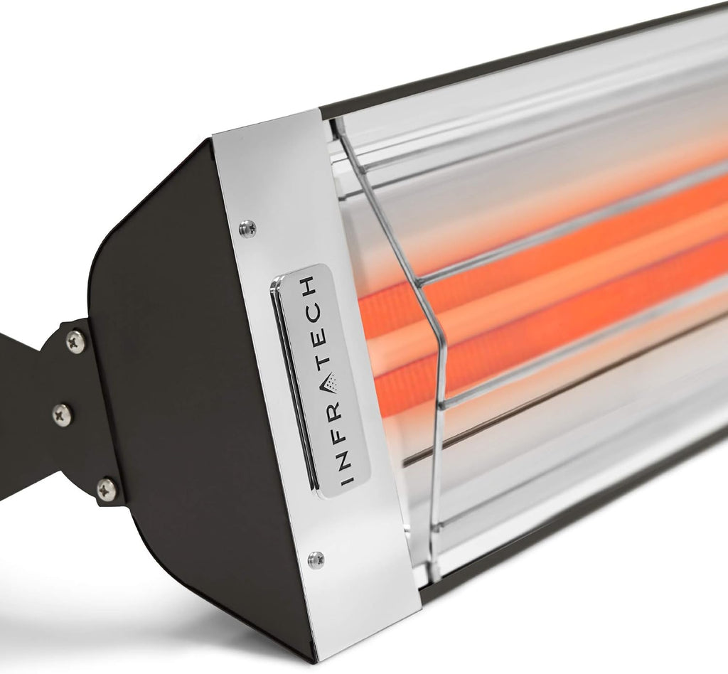 Infratech WD-6024 BL Stainless Steel Fixture Dual Element Electric Patio Heater 61.25" Long, 6000 Watt, 240 Volts, Black Finish