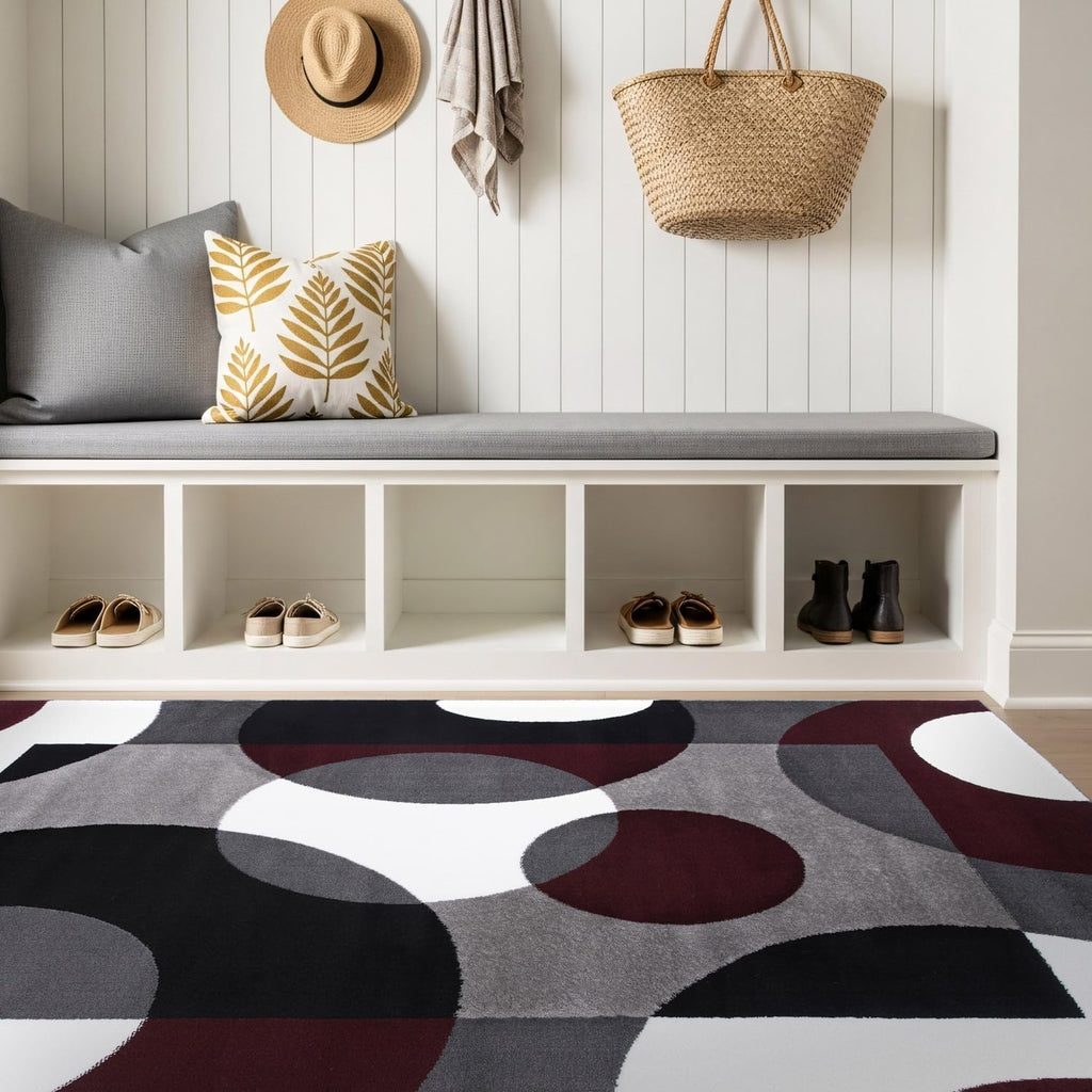 Rugshop Circle Design Contemporary Geometric Area Rug Burgundy 5'3" x 7'3"