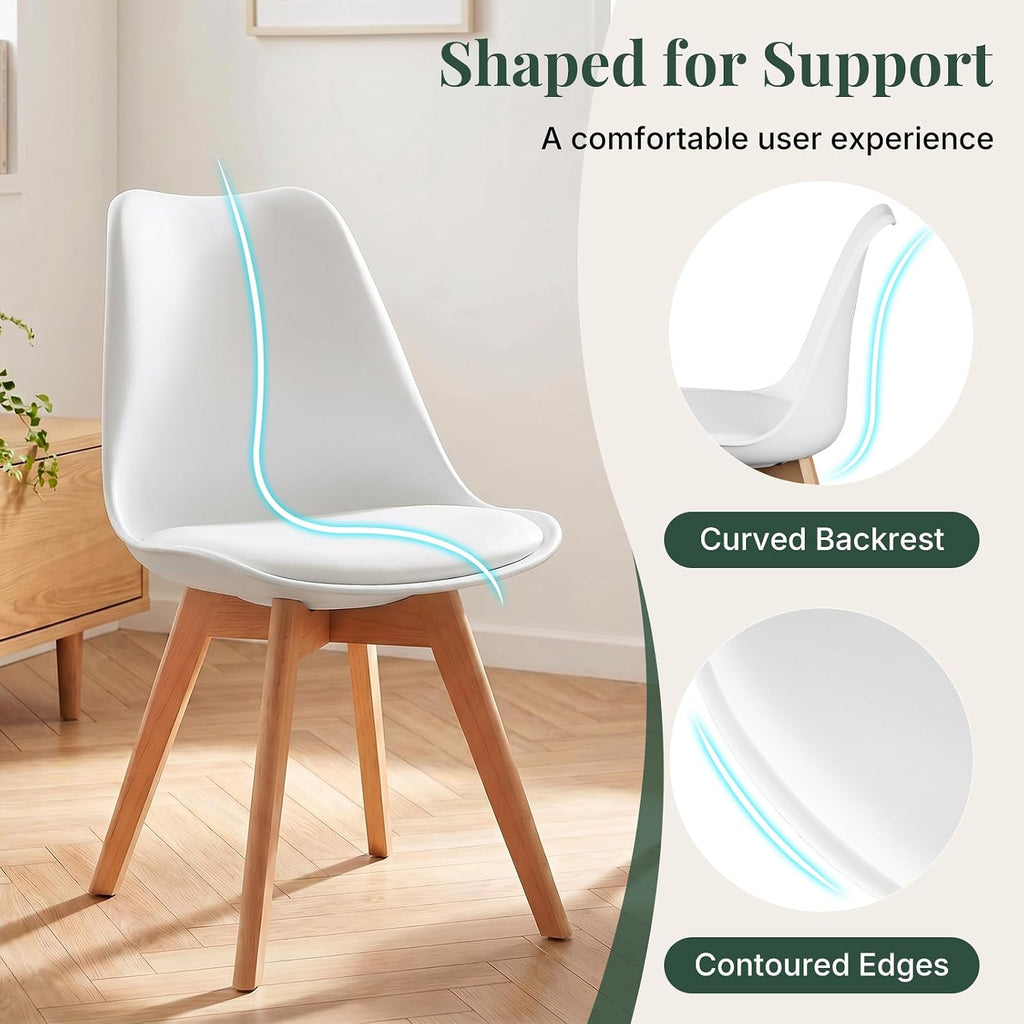 Dining Chairs Set of 8, PU Leather Padded Seat for Living Room
