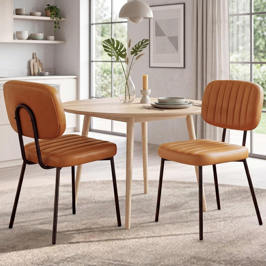 OLIXIS Dining Chairs Set of 2, Upholstered Kitchen Chairs, Brown