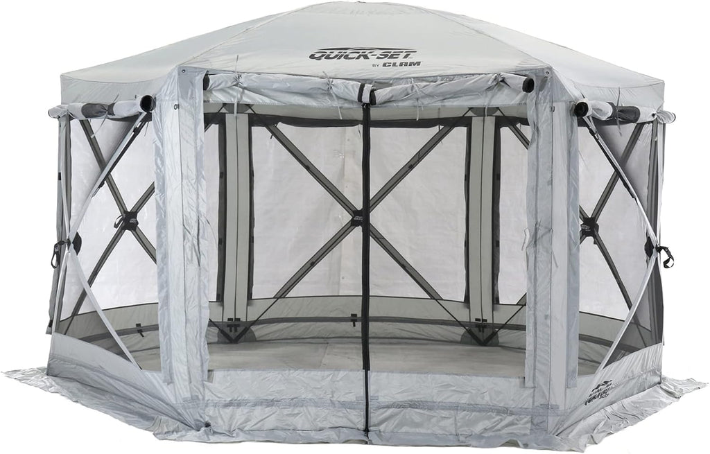 CLAM Pavilion Screen Tent | 12.5 Ft Pop Up Gazebo - Gray 8-Person Shelter