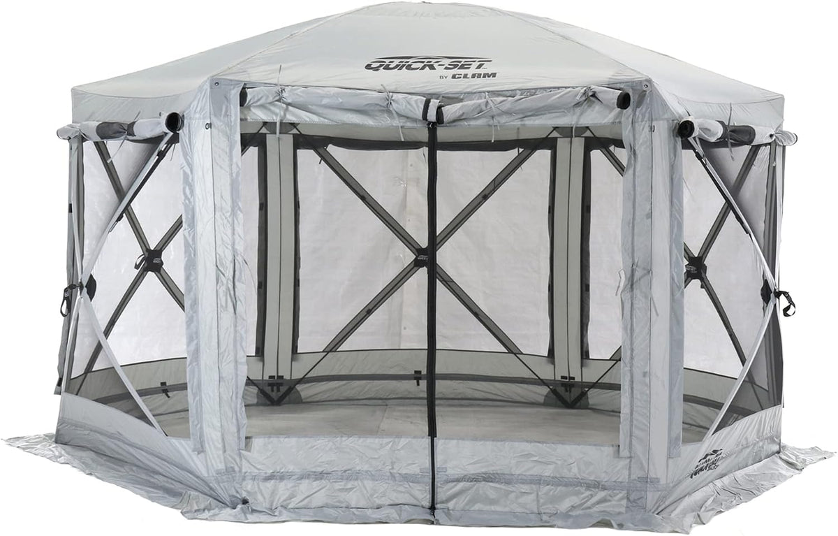 CLAM Pavilion Screen Tent | 12.5 Ft Pop Up Gazebo - Gray 8-Person Shelter