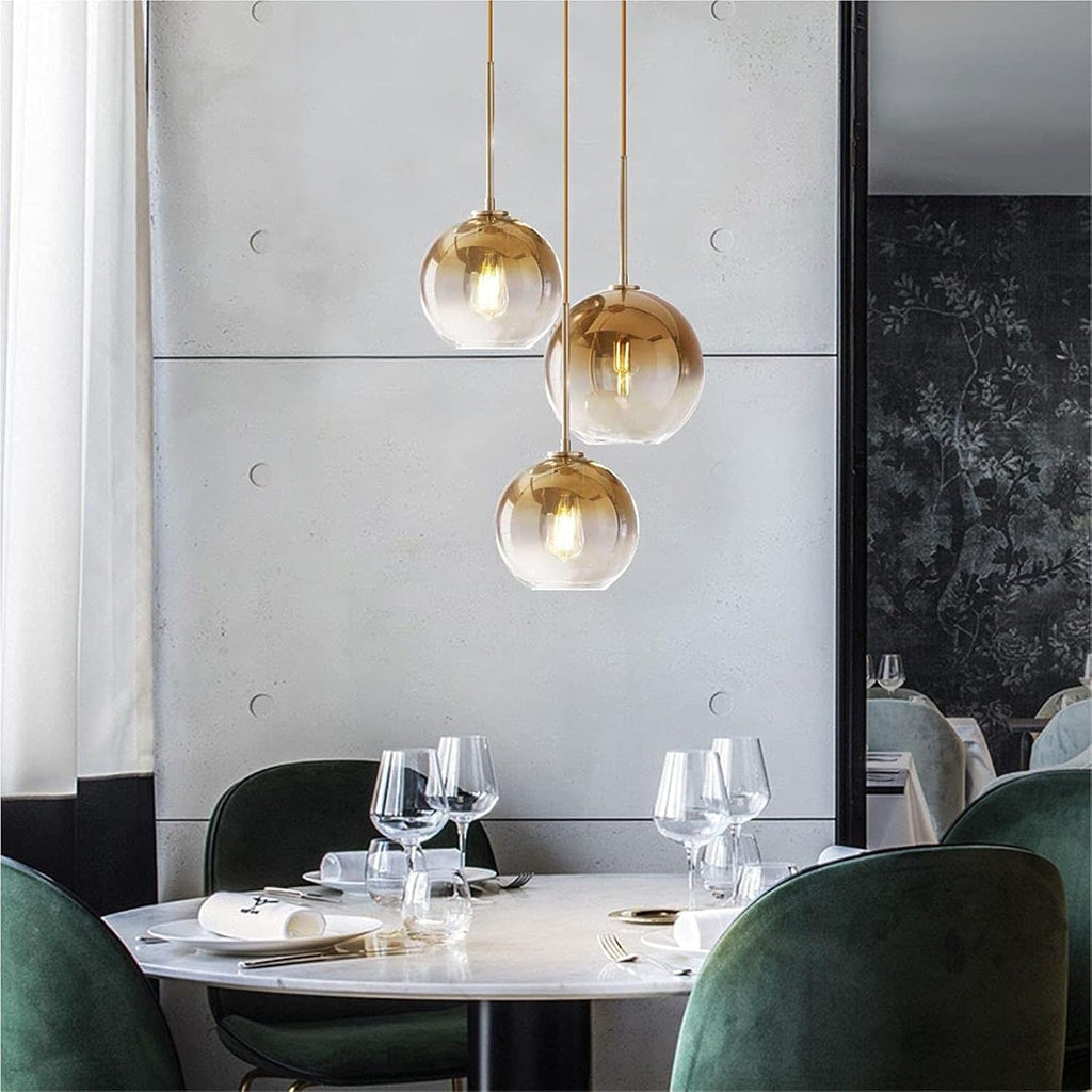Gradient Color Glass Pendant Light,Modern Glass Hanging Light Chandelier Light (Gold, 25cm)