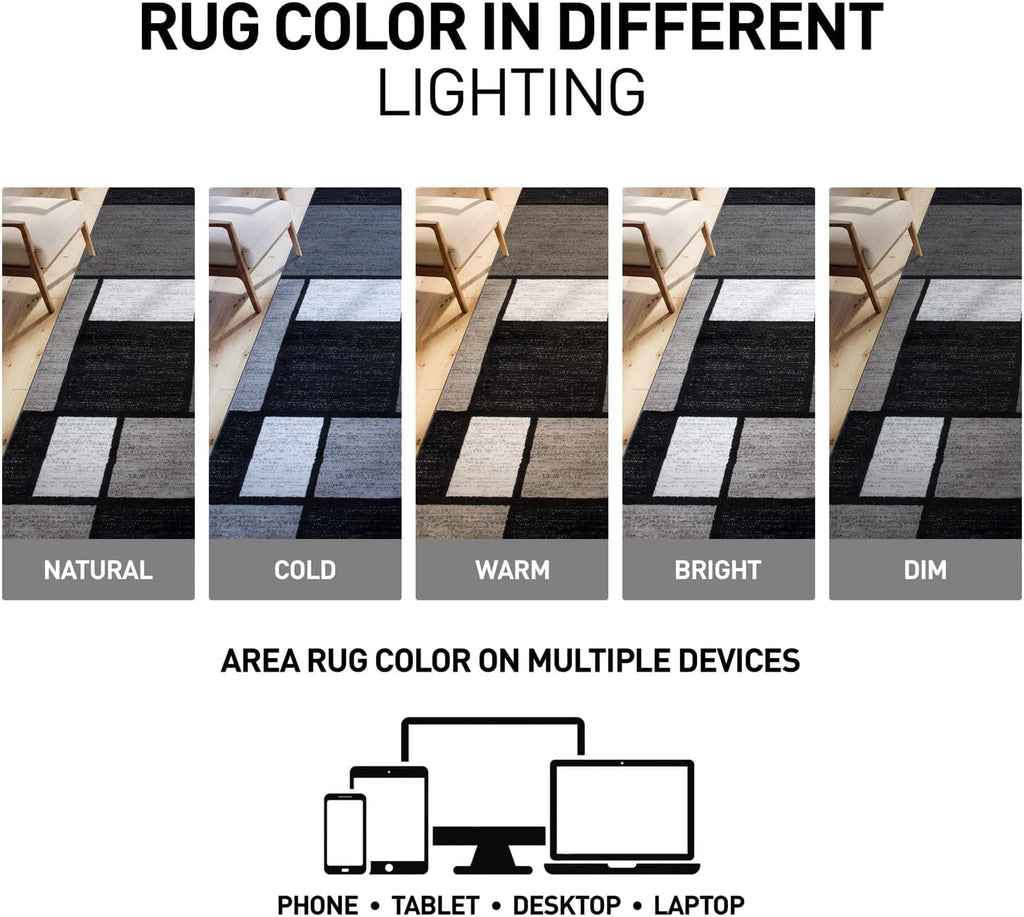 Rugshop Modern Boxes Contemporary Non-Shedding Area Rug Gray 7'10" x 10'2"