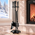 FEED GARDEN 5-Piece Fireplace Tools Set with Stand, Heavy Duty Wrought Iron