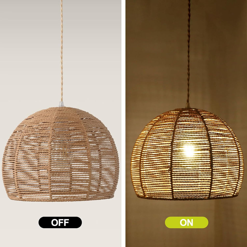 13.38'' woven rattan pendant light, boho chandelier light, package contents