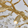 Modern Gold Crystal Chandeliers Chandeliers - L63 inch Rectangular Golden Tree Branches Ceiling Pendant Light Fixtures, Luxury K9 Raindrop for Dining Room