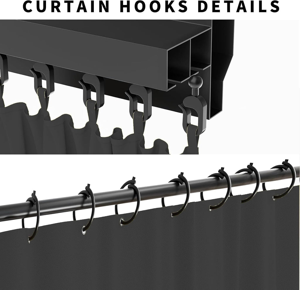 Gazebo Curtain Replacement Universal Privacy Curtain 10'X10'-4Panel-Black