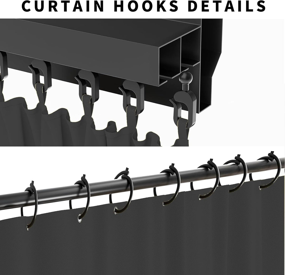 Gazebo Curtain Replacement Universal Privacy Curtain 10'X10'-4Panel-Black