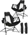 HOMEFUN Hammock Chairs, Swinging Camping Chairs, Set of 2, Black