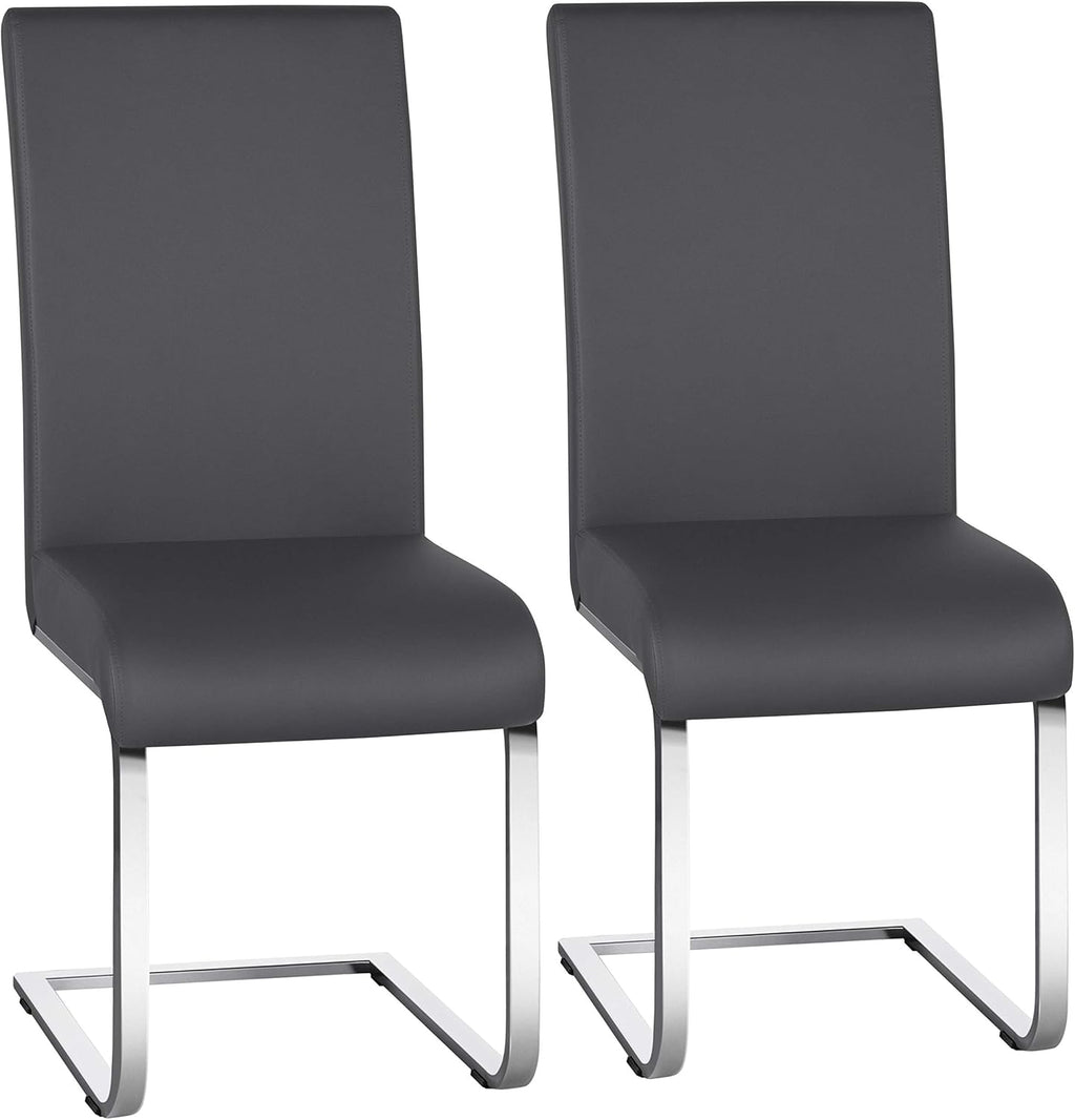Yaheetech Dining Chairs Set of 2 High Back Modern Kitchen Chairs Dark Gray