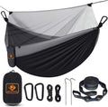 Camping Hammock with Net,Portable Lightweight Double Hammocks with Tree Straps and Solid D-Shape Hanging Hooks,Parachute Nylon Hammock for Backpacking Beach Backyard Patio Hiking