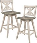 Lexicon Swivel Counter Height Stools Set of 2,X Back,Antique White/Grey