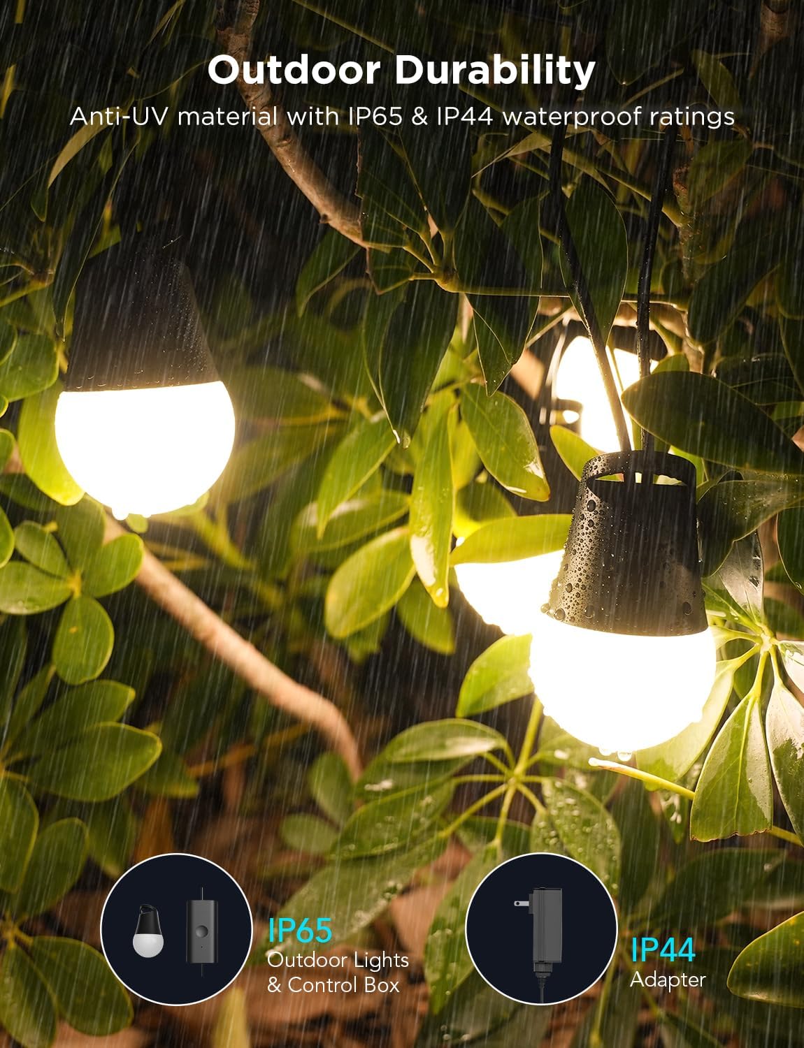 Govee Smart Outdoor String Lights 2, 144ft RGBIC Patio Lights with 45 Bulbs