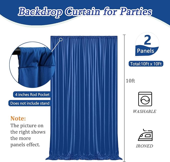10 x 10 Feet Blue A Backdrop Curtain for Partie, Background Curtains for Photoshoot, Birthday, Wedding, Halloween, Thanksgiving, Christmas Day, New Year Party Decorations 5Ft x 10Ft, 2 Panels