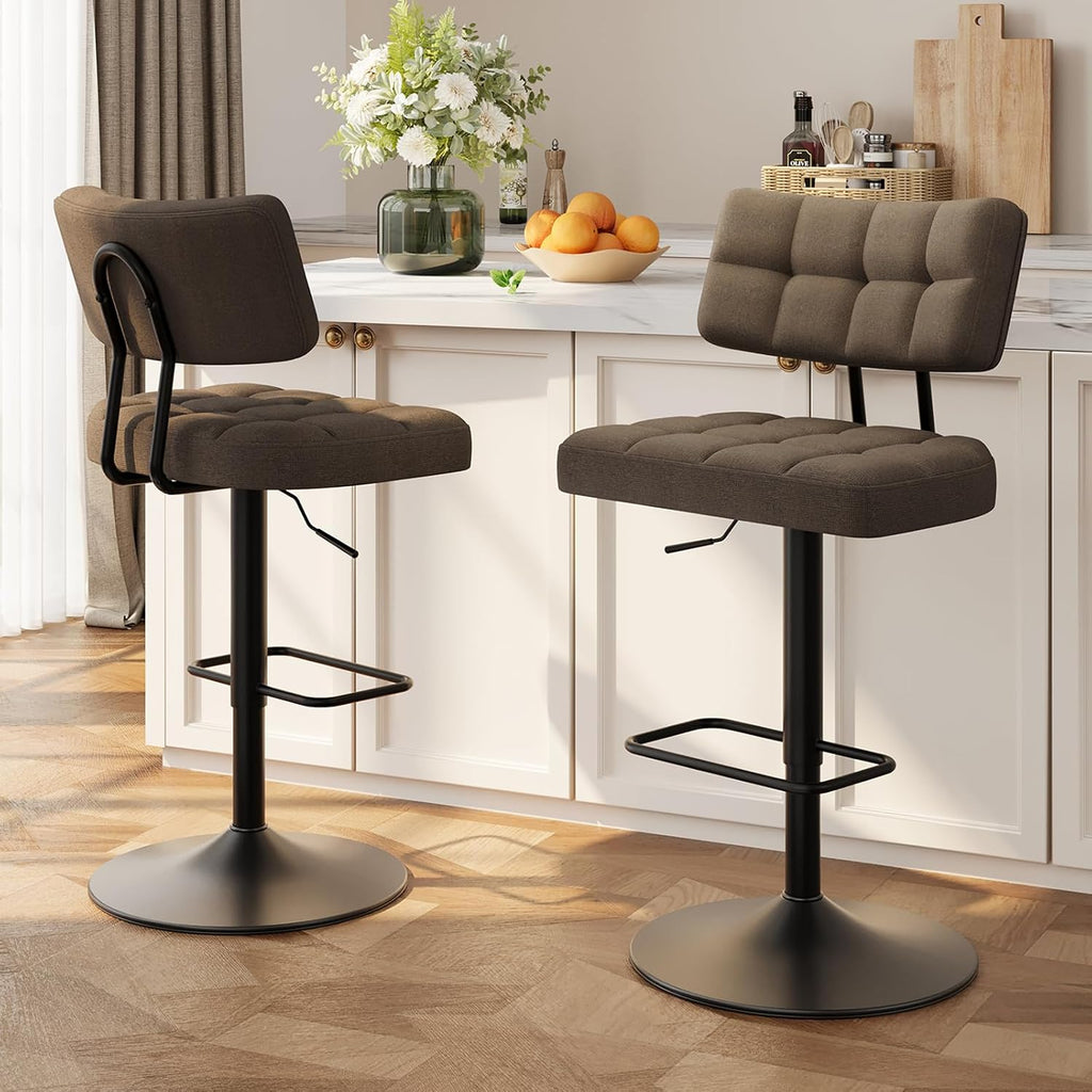 Adjustable Height Linen Bar Stools, Counter Height Barstools