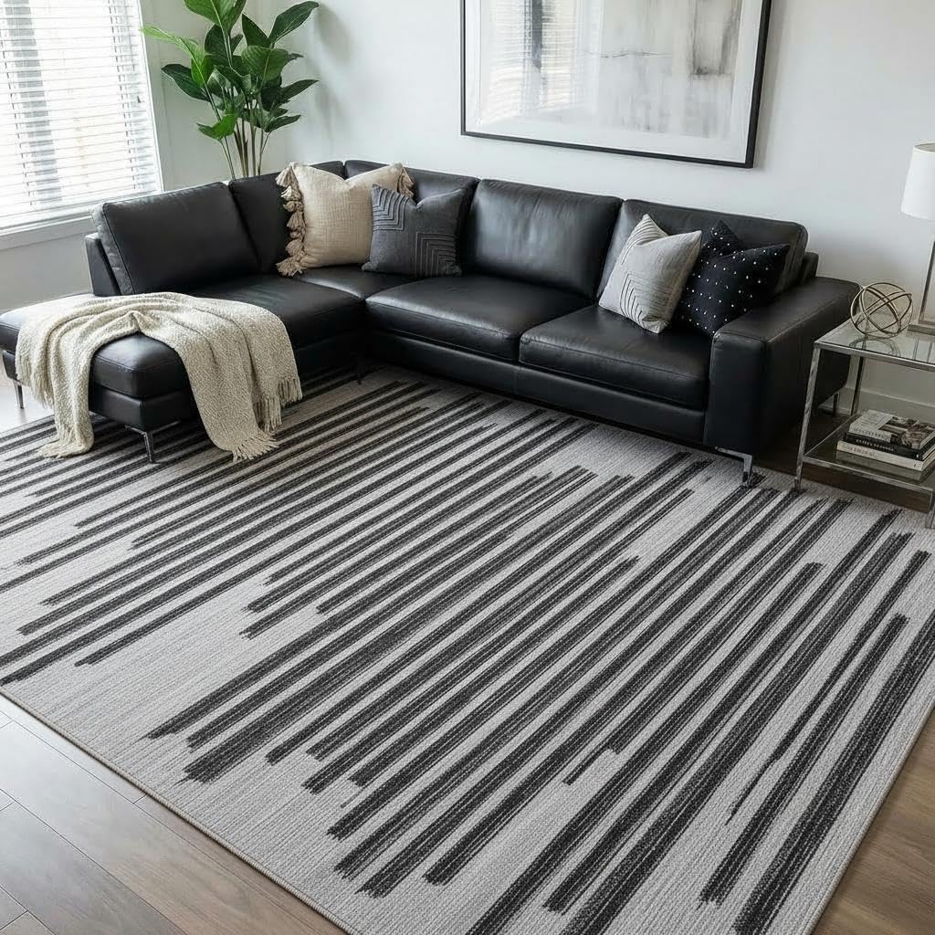 GarveeHome 5x7 Non Slip Striped Area Rug for Living Room Bedroom Classroom
