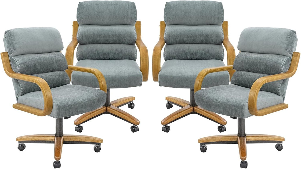 Chromcraft Nova Swivel-Tilt Caster Dining Chair - Chestnut - Lake - 4pc