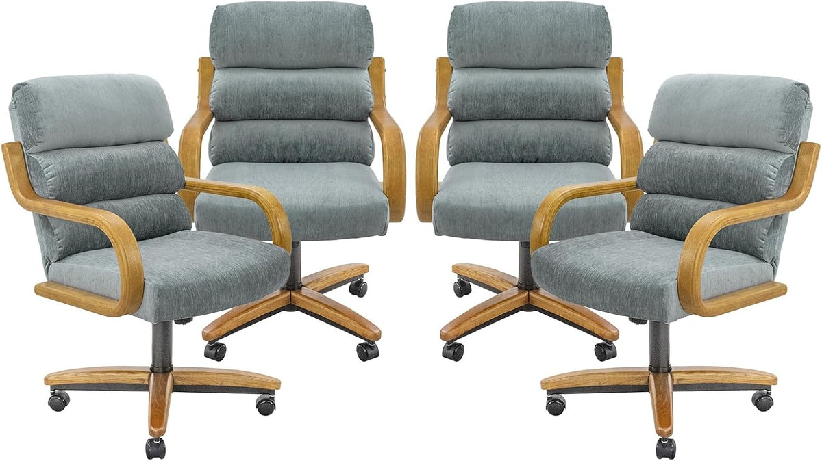Chromcraft Nova Swivel-Tilt Caster Dining Chair - Chestnut - Lake - 4pc