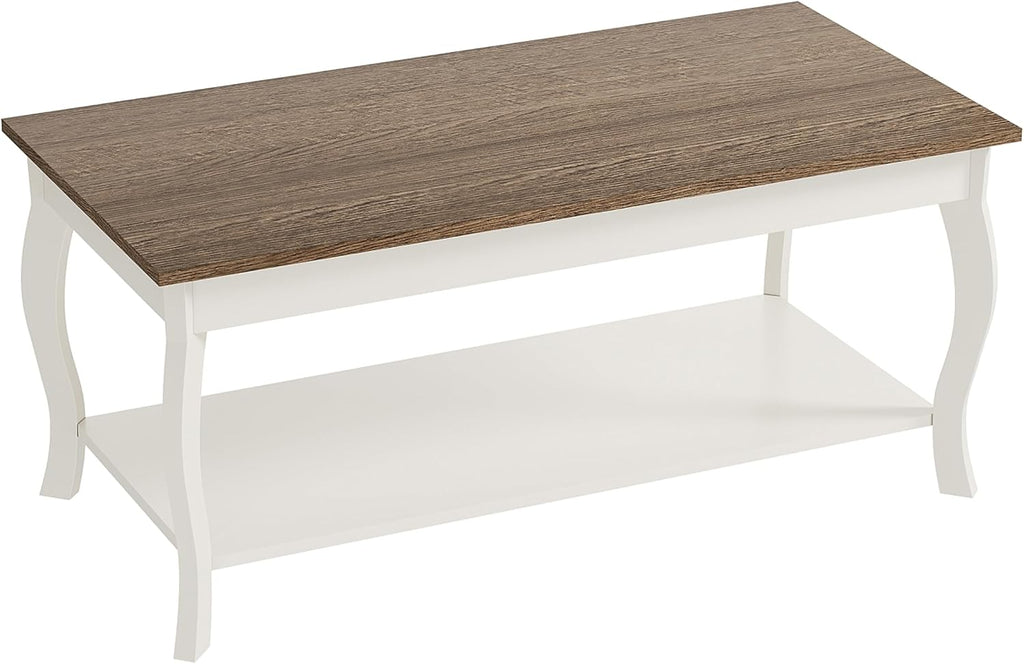ChooChoo Coffee Table with Curved Legs and Storage Shelf