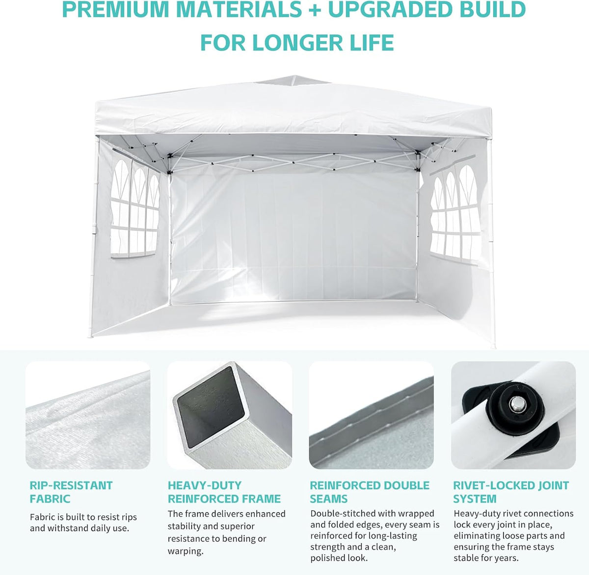10x10 One Push Pop Up Canopy Tent with Vented Roof, White