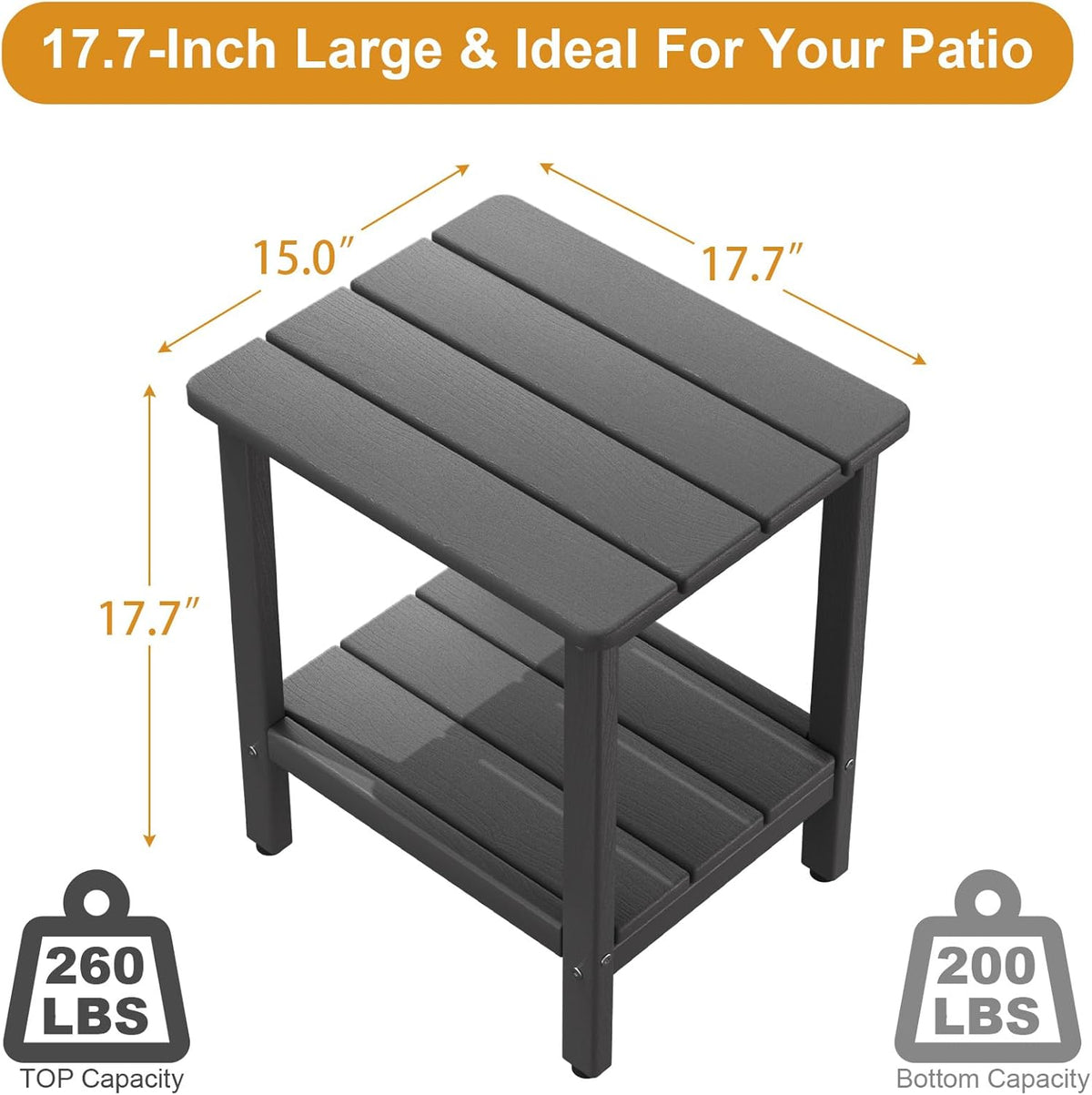 Outdoor Side Table, 17.7-Inch Small Adirondack Patio Side Table