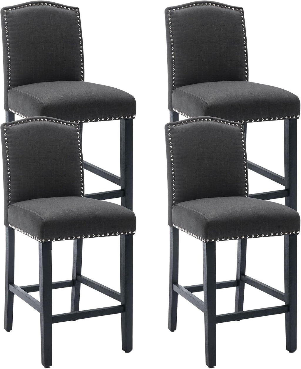 KCC Counter Height Bar Stool 26 Inches,Fabric Barstool Set of 4,Gray
