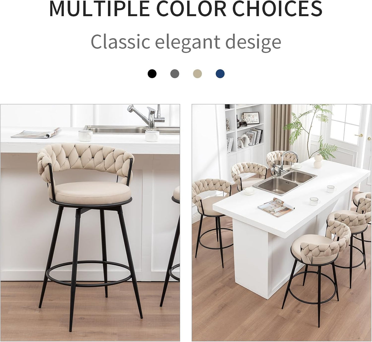 swivel bar stools set of 2, modern barstools showing dimensions