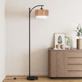 SUNMORY Arc Floor Lamps for Living Room, Rattan Standing lamp with 12W Bulb