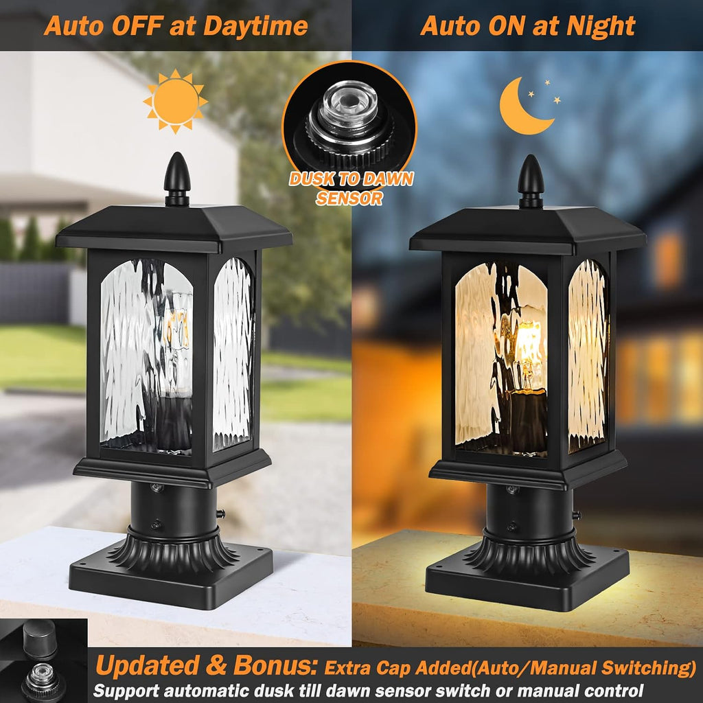 FILIYANO Dusk to Dawn Outdoor Post Lights, Pier Base Included, 1 Pack