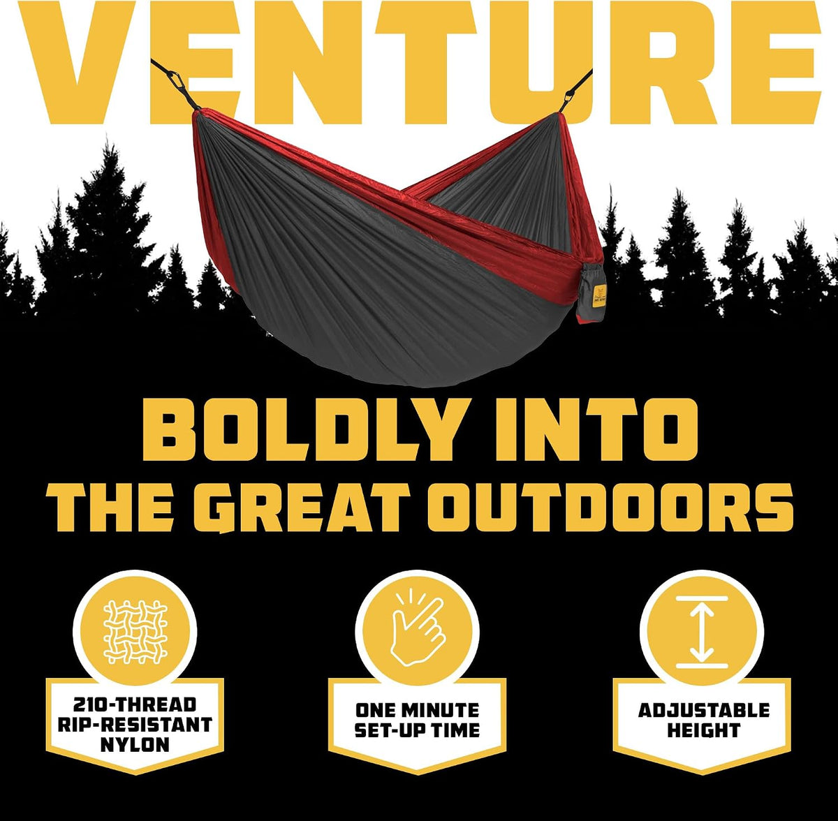 Wise Owl Outfitters Hammock for Camping Double Hammocks Gear for The Outdoors Backpacking Survival or Travel - Portable Lightweight Parachute Nylon DO Charcoal & Red