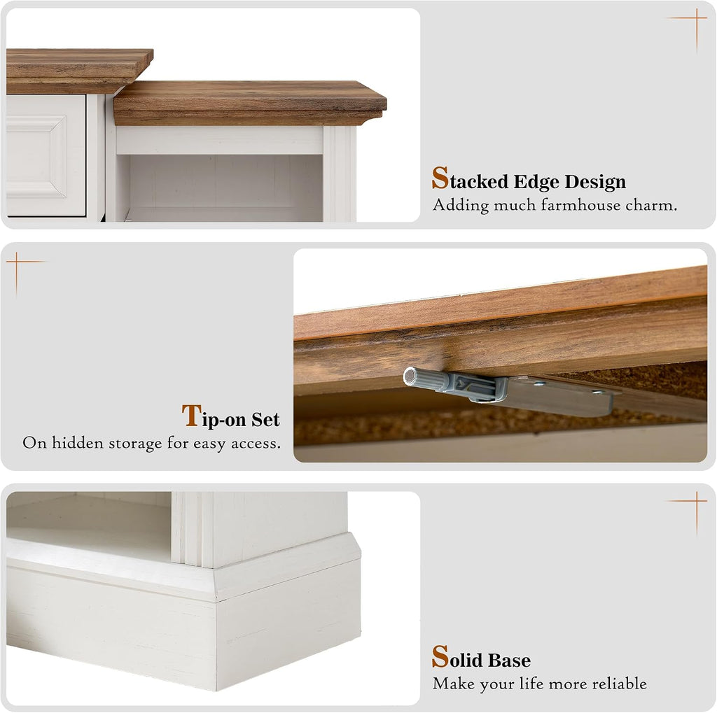 VanAcc 70" Farmhouse Fireplace TV Stand with Mantel for TVs up to 75"