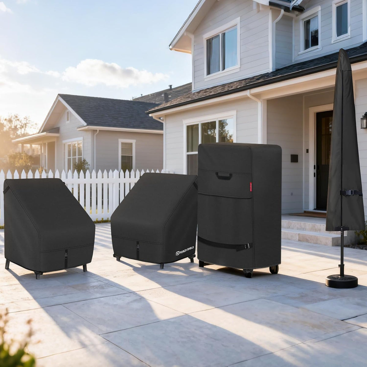 Porch Shield Waterproof Patio Chair Cover 2 Pack 34W x 37D x 36H in, Black