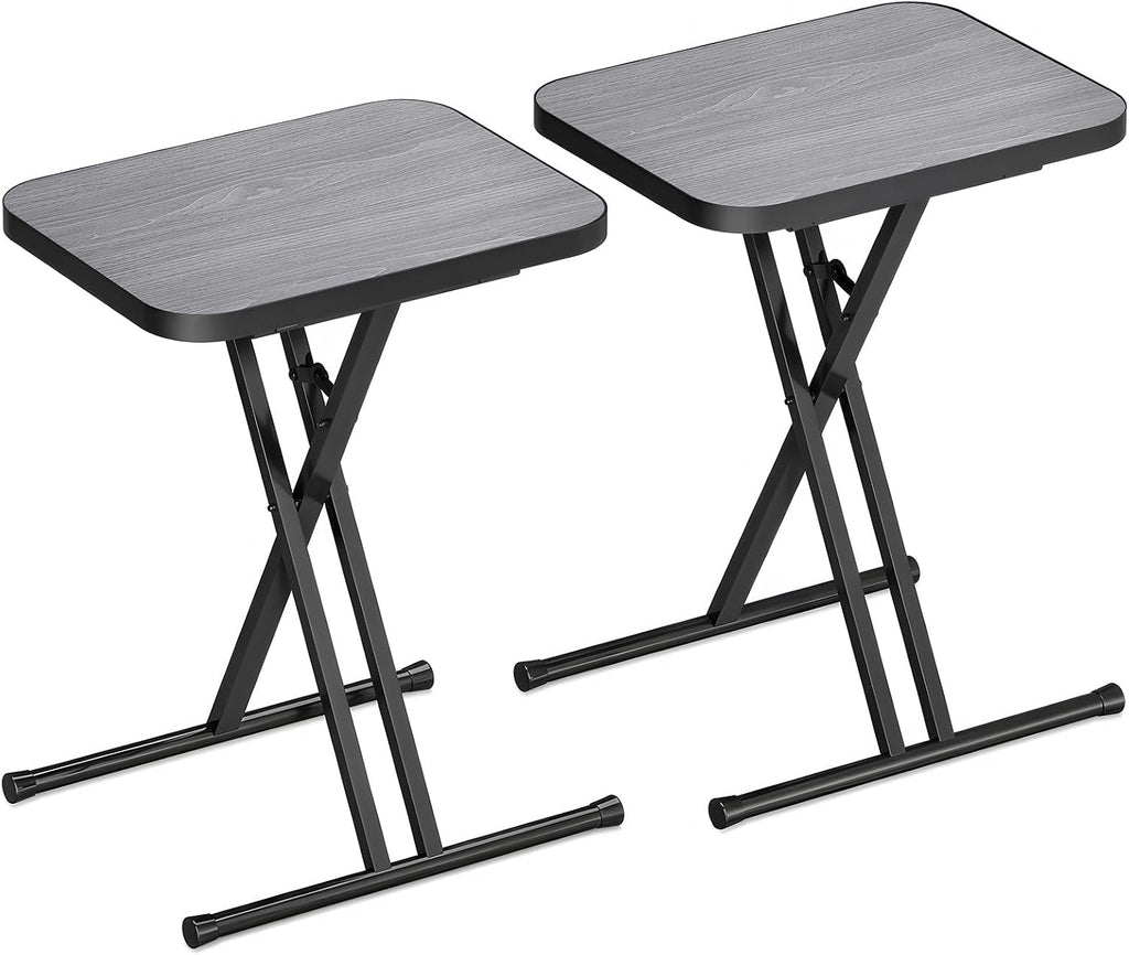 Kitstorack Folding TV Tray Tables Set of 2, No Assembly, Rounded Metal Rims