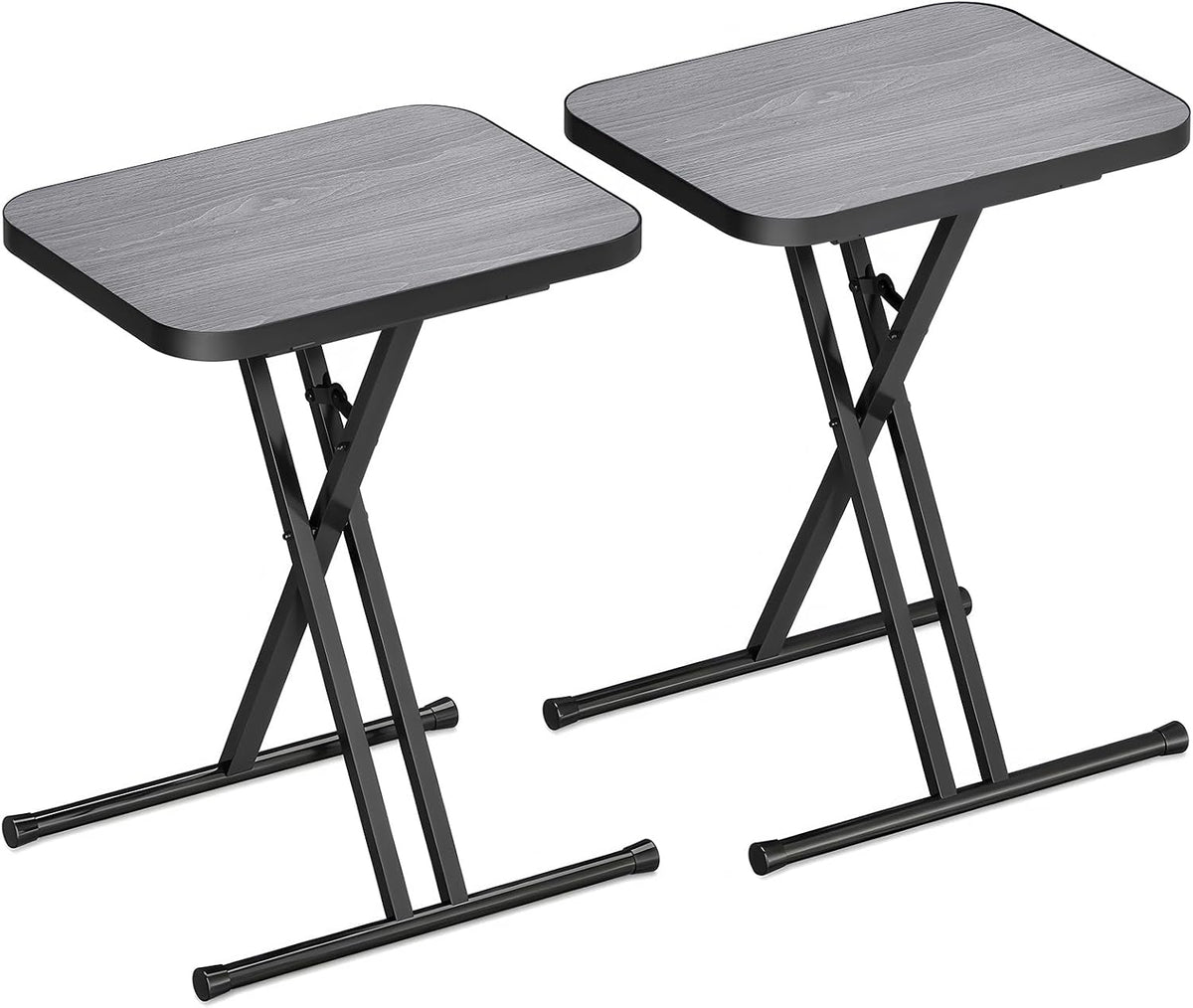 Kitstorack Folding TV Tray Tables Set of 2, No Assembly, Rounded Metal Rims
