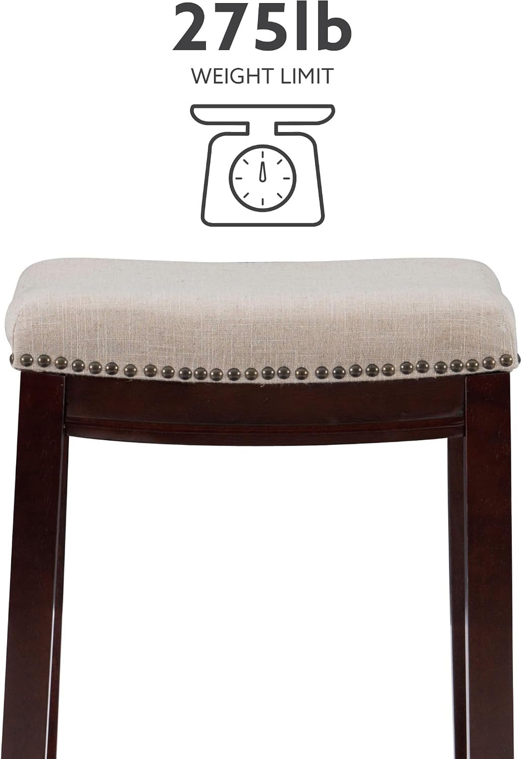 Linon Harper Beige & Dark Walnut 24" Counter Stool, Beige/Dark Walnut (98325WAL-01-KD)