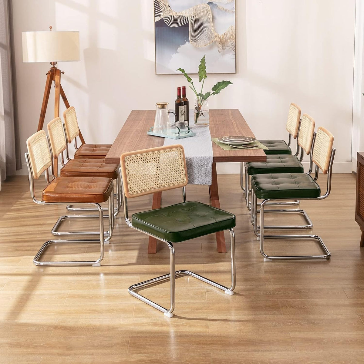 Zesthouse Natural Rattan Dining Chairs Set of 2, Modern Cesca Kitchen Chair