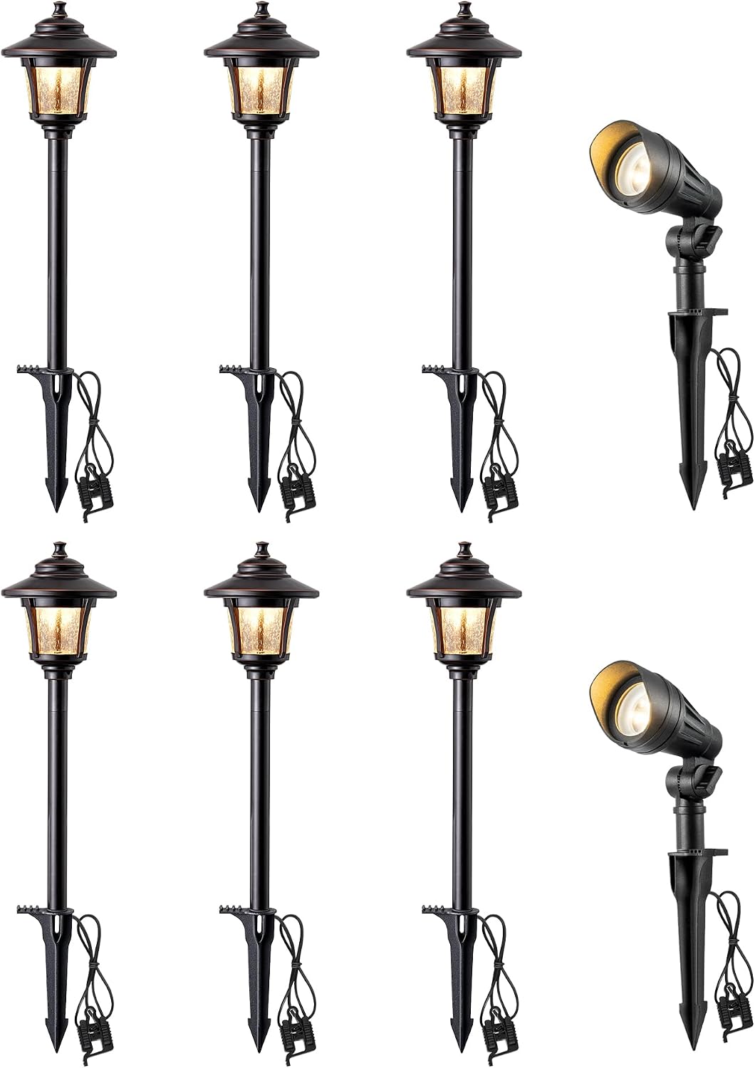 EDISHINE 3W 120LM LED Pathway Lights & 3.2W 240LM Spotlights Kit