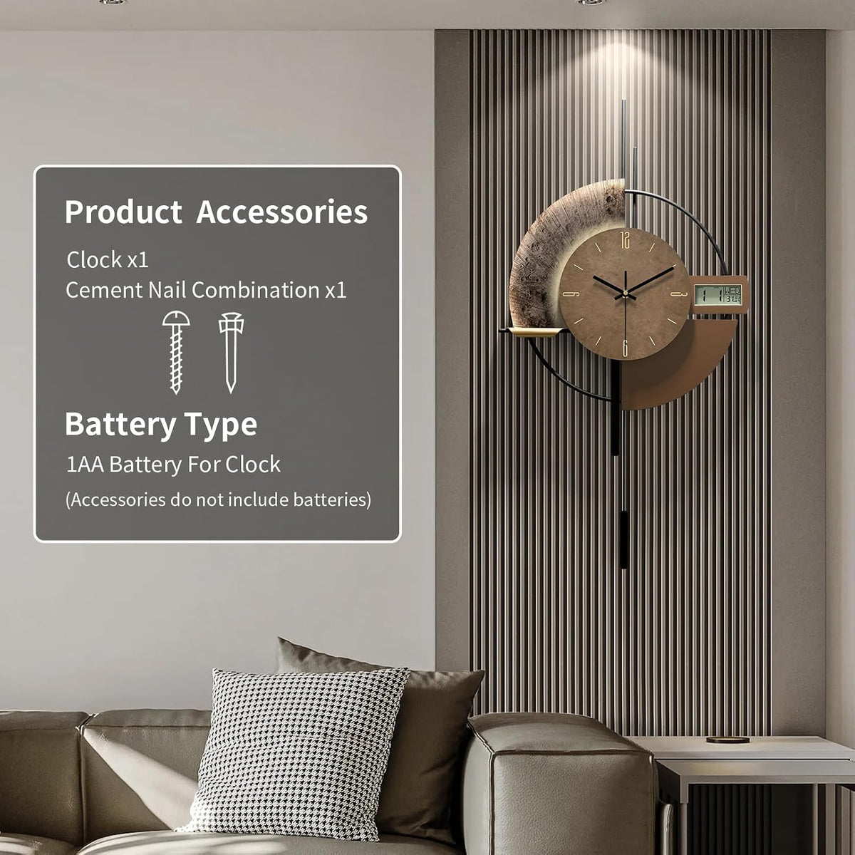 Large Wall Clocks Decorative with Temperature Display℃, Silent Unique Wall Clocks for Farmhouse, Office, Living Room, Kitchen, Home, Bathroom & Bedroom Wall Decor