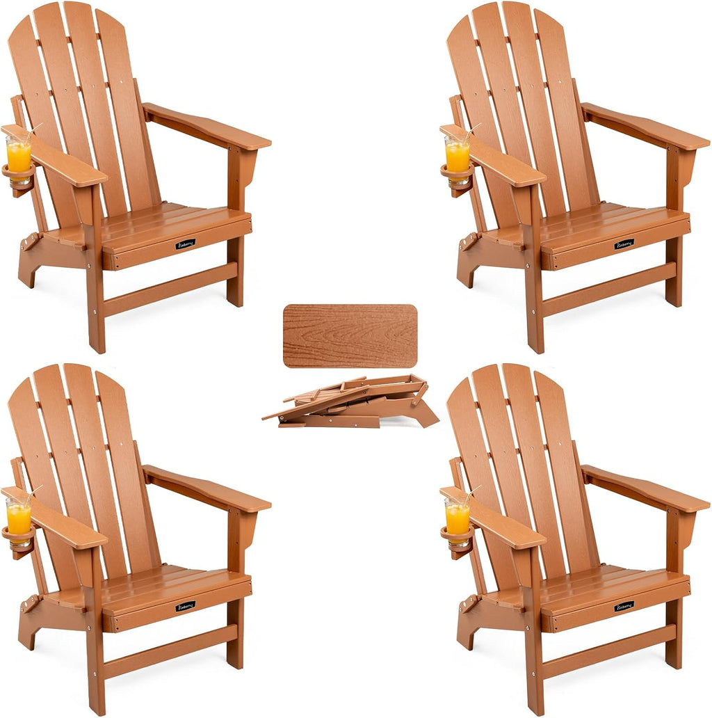 FUNBERRY Oversized Folding Adirondack Chair Set of 4, Fire Pit Chair 400LBS