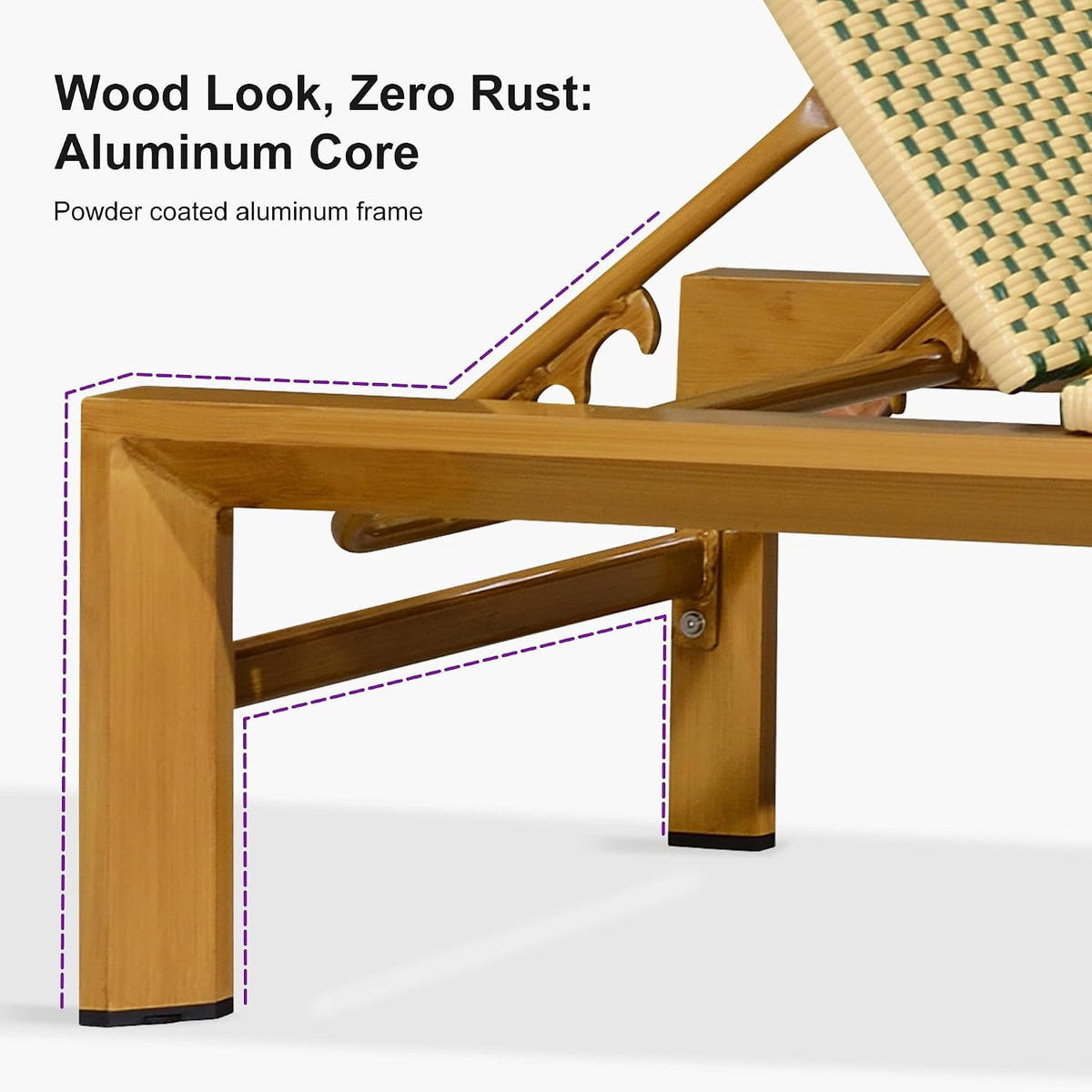 PURPLE LEAF Extra Wide Patio Lounge Chair Resort Wicker Set of 2, Green