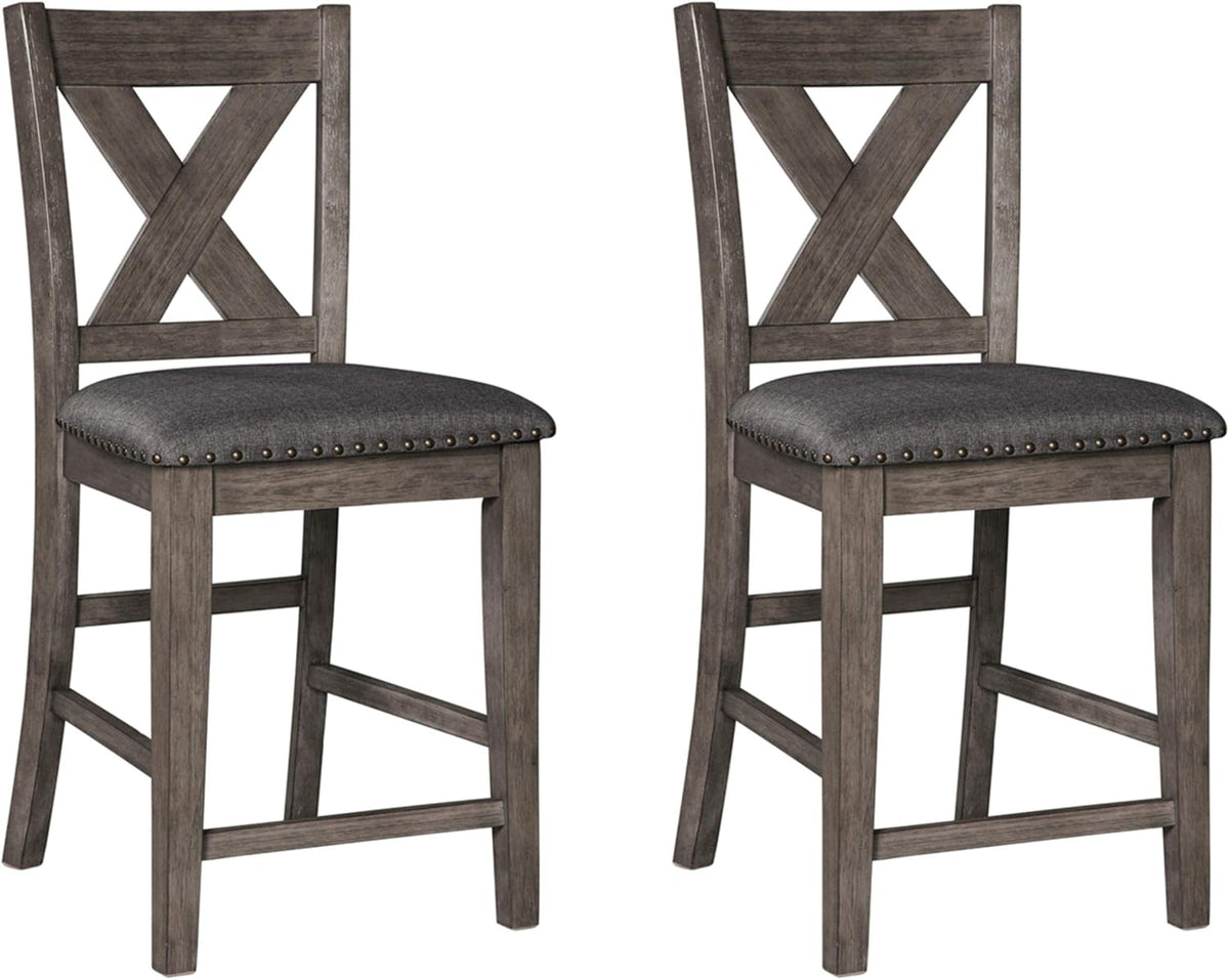 Signature Design by Ashley Caitbrook 24" Counter Height Barstools, Set of 4, Gray