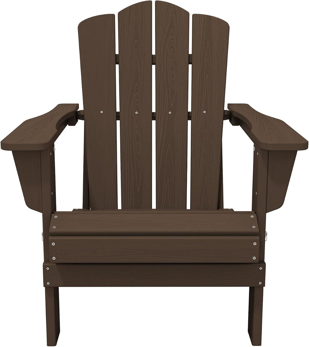 KINGYES Folding Adirondack Chair Set of 6 with Cup Holder, Coffee