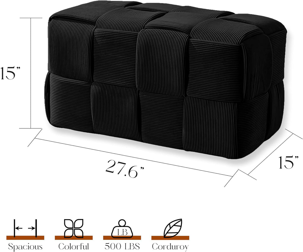 cmishe 28" rectangular woven corduroy ottoman footrest, close-up detail