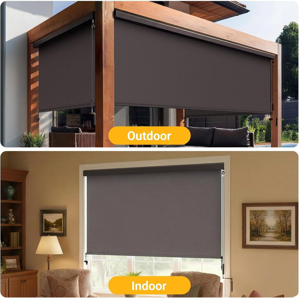10'W x 8'H Integrated Outdoor Roller Shade for Sun & Privacy Protection