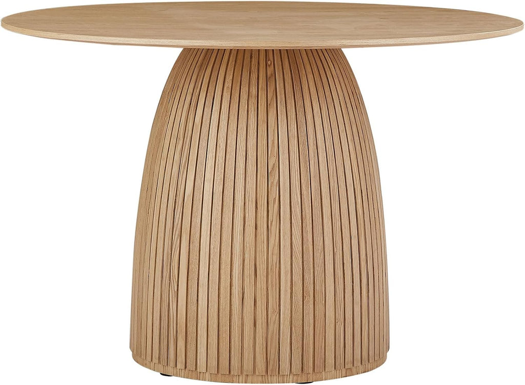 LUMISOL Round Dining Table for 4-6 People, Modern Kitchen Table with Fluted Design, Wood Dinner Tables for Kitchen, Dining Room, Living Room, No Included Chairs, Oak