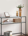 VASAGLE 39.4 Inchs Console Sofa Table, Tempered Glass, 2 Shelves